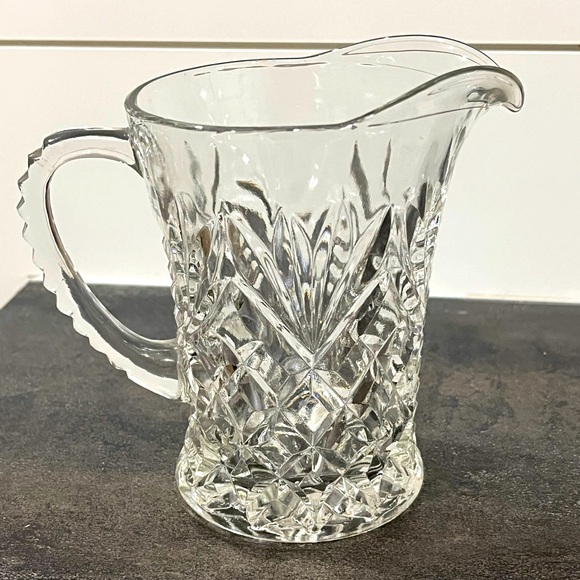Vintage clear glass small pitcher pressed pineapple diamond design 5” tall - Picture 1 of 7